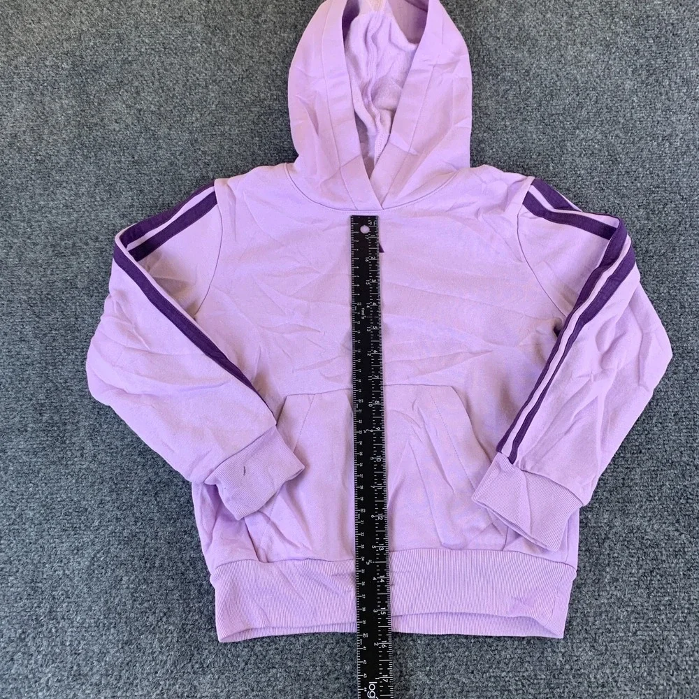 Adidas Hoodie & Pants Set Girls 7 Purple Good Fleece Lined 3 Stripes Tracksuit